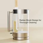Cleaning Brush, Diveotree Hard Bristle Brush for Deep Cleaning Grout, Sink, Cup, Teapot, Bottle, Blender, Multi-Purpose Brush wih Long Handle for Kitchen (White) - Image 3