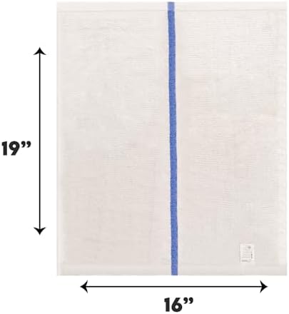 ZUPERIA Bar Mop Towels - 12 Pack (16"x19") - 100% Cotton High Absorbency Kitchen Towels – Reusable Dish Cloths, Quick-Dry Rags with Blue Stripe – Ideal for Restaurants, Cooks, Bartenders & Homes - Image 2
