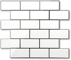 STICKGOO Peel and Stick Backsplash on Subway Tile, Polished White by STICKGOO