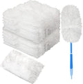 Vesici 100 Pcs Duster Refills Compatible with Swiffer Dusters Bulk Disposable Replacement Thickened with 1 Handle Heavy Duty for Cleaning, Office (White) by Vesici