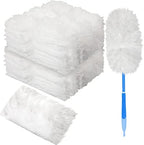 Vesici 100 Pcs Duster Refills Compatible with Swiffer Dusters Bulk Disposable Replacement Thickened with 1 Handle Heavy Duty for Cleaning, Office (White) by Vesici