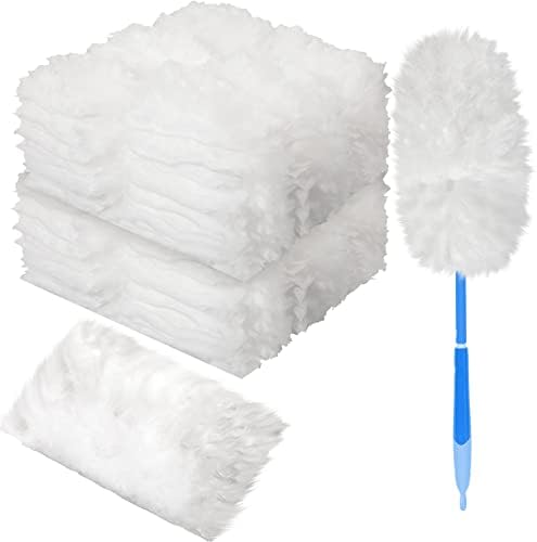 Vesici 100 Pcs Duster Refills Compatible with Swiffer Dusters Bulk Disposable Replacement Thickened with 1 Handle Heavy Duty for Cleaning, Office (White) by Vesici