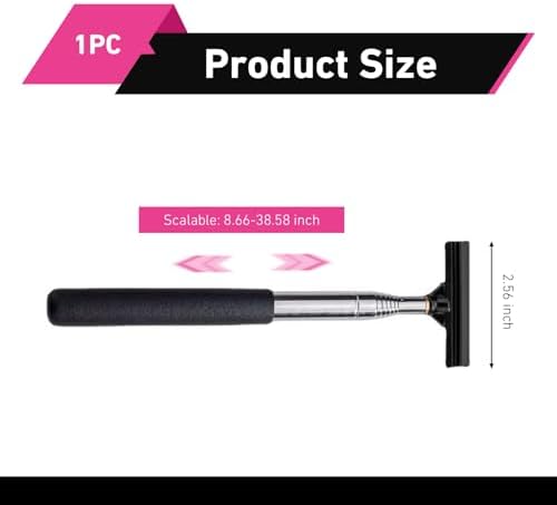 CouTun Car Side Mirror Squeegee, Retractable Car Rearview Mirror Wiper, 38.6in Long Handle Auto Glass Cleaning Tool, Multi-Functional Portable Side Mirror Wiper (Black) - Image 2
