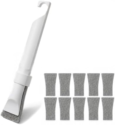 Crevice Cleaning Brush with 10 Replacement Scouring Pads, Deep Detail Scrubbing Tool for Window Track, Sliding Door Rail, Tile Grout, Shower by CleanHomeHappyLife