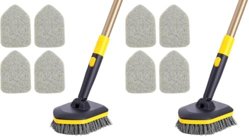 Yocada Tub Tile Scrubber Brush 2 in 1 Cleaning Brush 4*Scouring Pads 58.2" (Pack of 2) by Yocada