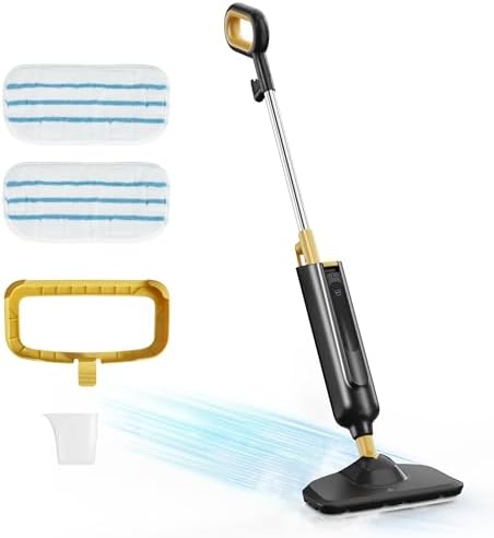NEWBULIG Steam Mop for Hardwood/Tile/Carpet, Lightweight Steamer Cleaner for Floor Cleaning, Heats Up in 30 Seconds，16.4 FT Cord and 2 Washable Pads by NEWBULIG
