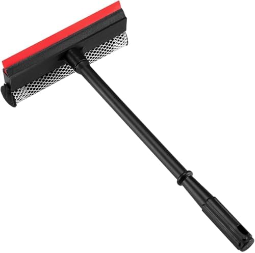 Professional 8.1" 2 in 1 Window Squeegee with 16" Long Handle,Car Squeegee for Gas Station,Home,Car，Glass,Shower,Outdoor High Window Cleaning by Unknown