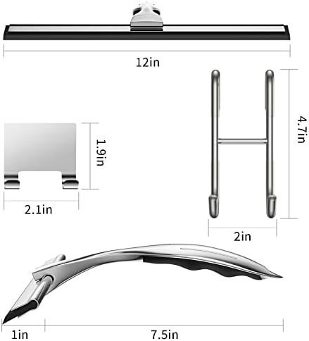 Shower Squeegee for Glass Door 12-Inch Stainless Steel Bathroom Squeegee Window Wiper, Includes Shower Door Hook, Adhesive Hook, and Spare Silicone Blade for Window Mirror Car All-Purpose Squeegee - Image 3