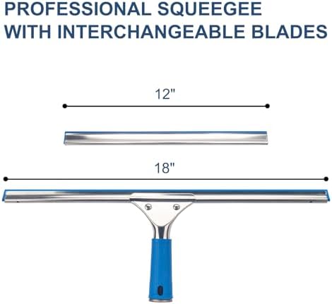 18” Professional Squeegee for Window Cleaning with 12” Replacement Blades - Image 3