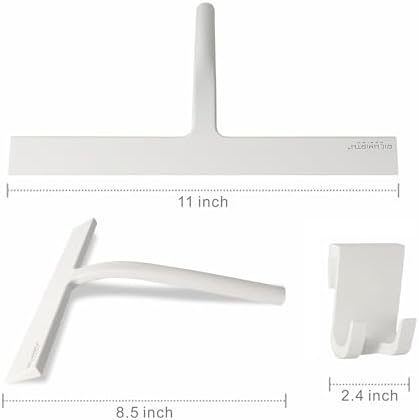 Shower Squeegee with Silicone Hook, 11" Inch Width All Purpose Squeegee Wiper for Shower Glass Doors Bathroom Mirror Tiles Car Window Cleaner Tool - White - Image 3