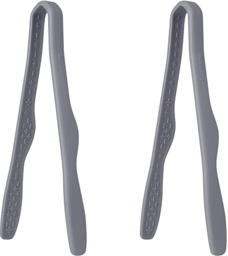 carrotez 2 Pack Mini Silicone Toaster Tongs, Anti-Slip,Non-Scratch mini tongs 7inch silicone tongs - Modern Grey by Carrotez