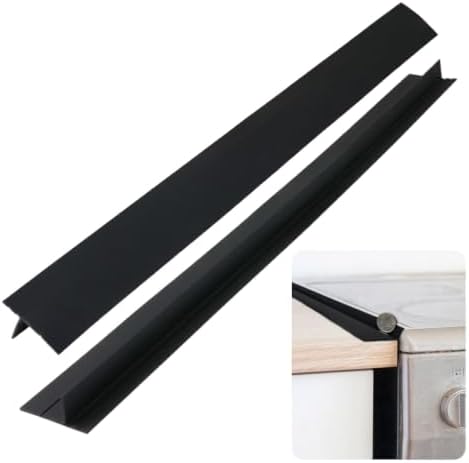 Extra Long Silicone Stove Gap Cover - Heat Resistant and Easy to Clean Stovetop Cooktop Counter Gap Filler Seal Between Stove and Counter, Kitchen Range Oven Top Crumb Catcher (25 Inch, 2 Pack, Black) by Unknown