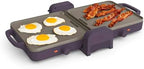 bella 10"x20" Fold and Store Griddle, Non-Toxic, Ceramic Coating, Plum by bella