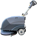 15'' Brush Battery Powered Walk Behind Floor Scrubber Machine，Foldable Hand-Push Commercial Industrial Floor Scrubber Machine (Gray) by Lanstixr