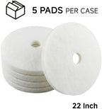 22” White Polishing Floor Pad, Non-Abrasive Commercial Pad for Scrubber & Buffer & Other Floor Machines, Extra Thick ≥2.3cm Soft Fiber Design, Light Polishing for Vinyl Marble Terrazzo (5pcs) - Image 2