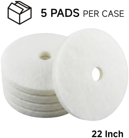22” White Polishing Floor Pad, Non-Abrasive Commercial Pad for Scrubber & Buffer & Other Floor Machines, Extra Thick ≥2.3cm Soft Fiber Design, Light Polishing for Vinyl Marble Terrazzo (5pcs) - Image 2