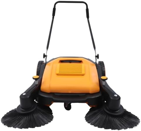 41 Inch Walk-Behind Hand Push Floor Sweeper, Outdoor Hand Push Floor Sweeper with 14.53 Gal Dustbin & Adjustable Handle for Shopping Malls Factory Warehouses - Image 6