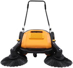 41 Inch Walk-Behind Hand Push Floor Sweeper, Outdoor Hand Push Floor Sweeper with 14.53 Gal Dustbin & Adjustable Handle for Shopping Malls Factory Warehouses - Image 6