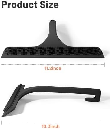 2-in-1 Silicone Shower Squeegee with Hook,Dual-Sided Design with Scraper & Scrub Surface,Rust-Proof Stainless Core,Streak-Free Bathroom Squeegee for Glass Doors,Mirrors,Windows,Car Windshields (Black) - Image 4