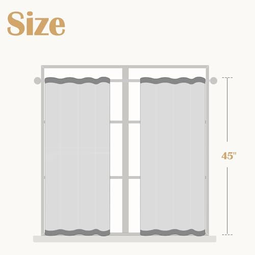 jinchan Linen Tier Curtains with Lined, 26x45, 2 Panels, Natural - Image 2