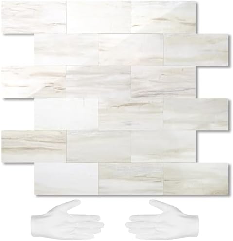 STICKGOO 10-Sheet Peel and Stick Backsplash on Subway Tile, Eurasia Biege by STICKGOO