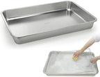 LANMU Stainless Steel Oven Rack Cleaning Tray, Large Capacity Soaking Tray for Grill Grates, Roasting Pans, Cooling Racks, Air Fryer Parts and More, Reusable & Leak-proof Oven Shelf Cleaning Tool by LANMU