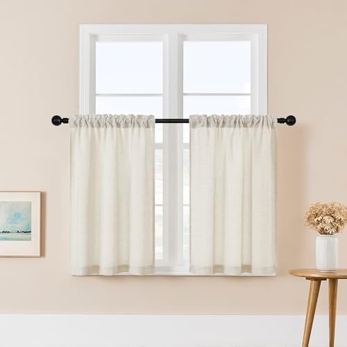 Kitchen Curtains 36 Inch Length 2 Panels Cafe Bathroom Short Window by DUKIYO