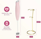 Paris Hilton Electric Handheld Milk Frother with Double Coil Head Whisk and Gold Metal Stand, Battery Powered (2 AA Batteries Required but Not Included), Pink - Image 6