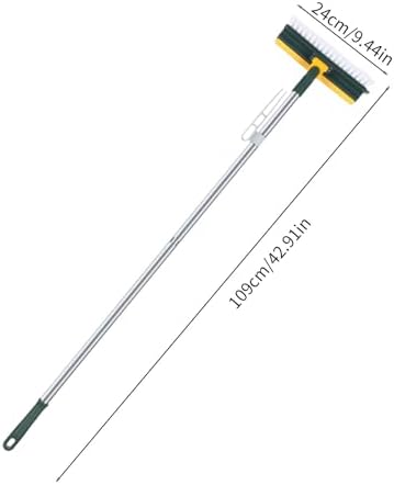 Grout Scrub Brush with 42" Long Handle Double-Sided Floor Scrub Brush V-Shape Grout Cleaner with Squeegee 180° Rotating for Tile Floors, Baseboards, Wall - Image 2