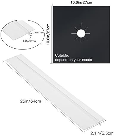 Stove Covers, Gas Stove Liners, MSDADA 8 Pcs Black 10.6" x 10.6" Gas Stove Protectors with 2 Pcs Clear 25” Stove Gap Covers, 0.2 mm Double Thickness, Reusable, Non-Stick, Easy to Clean - Image 2