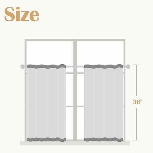 jinchan Linen Tier Curtains with Lined, 26x36, 2 Panels, Natural - Image 2