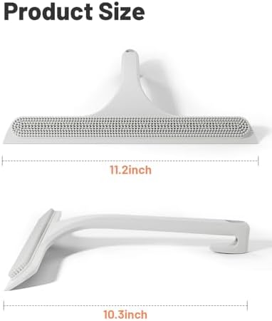 2-in-1 Silicone Shower Squeegee with Hook,Dual-Sided Design with Scraper & Scrub Surface,Streak-Free Bathroom Squeegee for Glass Doors,Mirrors,Windows,Car Windshields (White) - Image 4