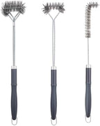 SUNRISE Fryer Brush with Long Handle (Stainless Steel with Plastic Handle, L, Single, and Double Brush) by Unknown