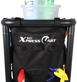 Rolling Janitorial Cleaning Cart with Steel Frame, Organizer and Black Bag - Image 5