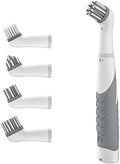 Electric Cleaning Brush with 4 in 1 Multiple Brush Heads, Indoor Household Cordless Motorized Brush for Bathroom Toilet Kitchen Tile Crevice(Grey) by Unknown