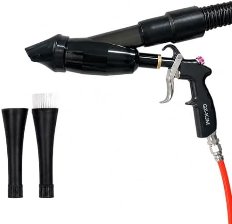 2-in-1 Car Cleaning Gun, Air Blow Gun & Vacuum Gun for Interior Detailing, High Pressure Dryer Blower with Adjustable Nozzle, Quickly Removes Dust, Dirt & Pet Hair, Air Compressor Required by GZ-KJM