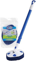 Clorox Extendable Tub & Tile Scrubber with Polyurethane Head – Heavy Duty Bathroom Cleaning Brush with Bonus Refill, Pivoting Head, Replaceable Pad, Works with Clorox Wipes by Clorox