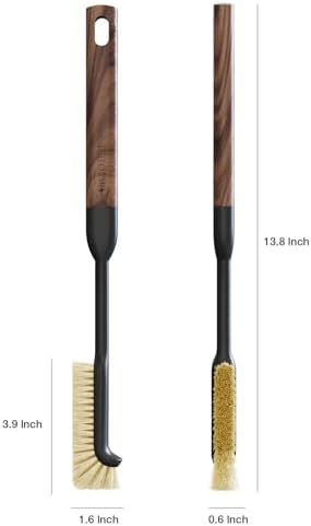 Cleaning Brush, Diveotree Hard Bristle Brush for Deep Cleaning Grout, Sink, Cup, Teapot, Bottle, Blender, Multi-Purpose Brush wih Long Handle for Kitchen (Black-2Pack) - Image 2