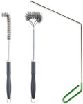 SUNRISE Fryer Brush with Long Handle (Stainless Steel with Plastic Handle, L, Double Brush, and Rubber Handle Cleaning Rod) by Unknown