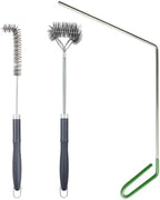 SUNRISE Fryer Brush with Long Handle (Stainless Steel with Plastic Handle, L, Double Brush, and Rubber Handle Cleaning Rod) by Unknown