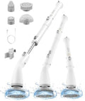 HiCOZY Electric Spin Scrubber HS1, Cordless Shower Scrubber for Cleaning with 4 Replaceable Brush Heads Adjustable Extension Handle, IPX7 Waterproof Cleaning Brush for Bathroom Floor White by HiCOZY
