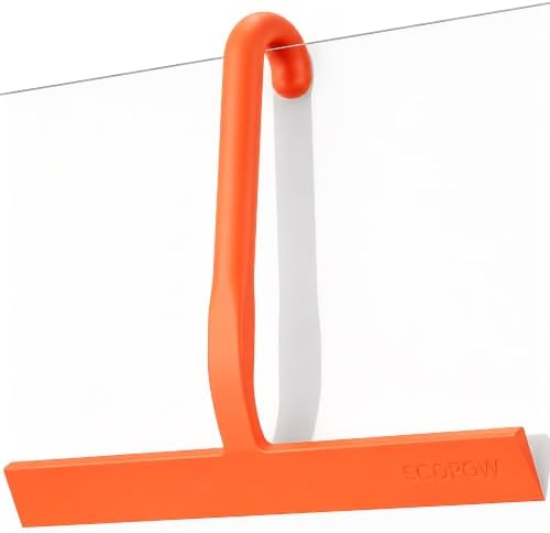 10 Inch Silicone Shower Squeegee for Glass Doors, Streak-Free, Orange by SCOPOW