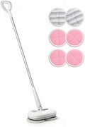 GOBOT Cordless Electric Spin Mop - Lightweight Powerful Cleaner for Hardwood, Tile, Laminate & Vinyl Floors with 6 Washable Pads (White and red) by KOJEO