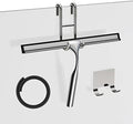 Stainless Steel Squeegee for Shower Glass Doors, 10-Inch All-Purpose Squeegee with Replacement Blade and Matching Hooks Holder, Silver by SSTOOHL
