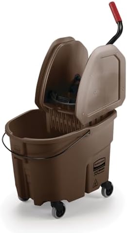 Rubbermaid Commercial Products WaveBrake 35 QT Down-Press Mop Bucket and Wringer Combo on Wheels, Brown, for Heavy-Duty Floor Cleaning by RubbermaidCommercialProducts