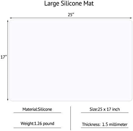 Gartful Silicone Mats for Kitchen Counter, Thicker 0.06", 25 x 17 inches Multipurpose Table Mat, Silicone Pad Desk Work Mat, Nonstick Nonskid Heat-Resistant Pad, Placemat, Semitransparent - Image 2
