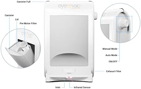 EyeVac Pro Touchless Vacuum Automatic Dustpan - Ultra Fast & Powerful - Great for Sweeping Salon Pet Hair Food Dirt Kitchen, Corded Canister Vacuum, Bagless, Automatic Sensors, 1400 Watt (White) - Image 6