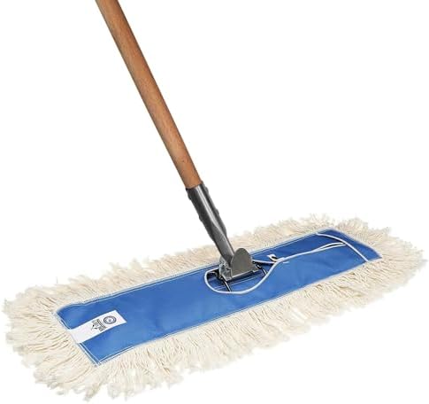 Nine Forty 36" Premium Cotton Dust Mop Kit - Heavy Duty Mop Head with Wood Handle for Industrial, Commercial, and Residential Cleaning - Dry Floor Duster for Hardwood Surfaces - White by NineForty