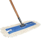 Nine Forty 48" Premium Cotton Dust Mop Kit - Heavy Duty Mop Head with Wood Handle for Industrial, Commercial, and Residential Cleaning - Dry Floor Duster for Hardwood Surfaces - White by NineForty