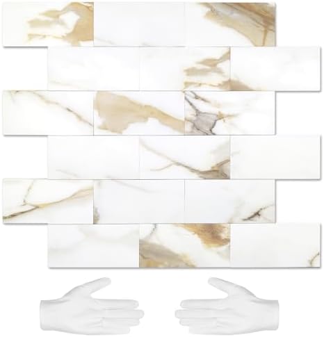 STICKGOO 10-Sheet Peel and Stick Backsplash, Calacatta Golden by STICKGOO